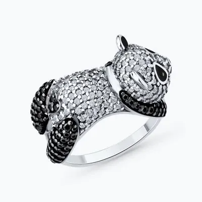 Кольцо из серебра с фианитами и эмалью из серебро