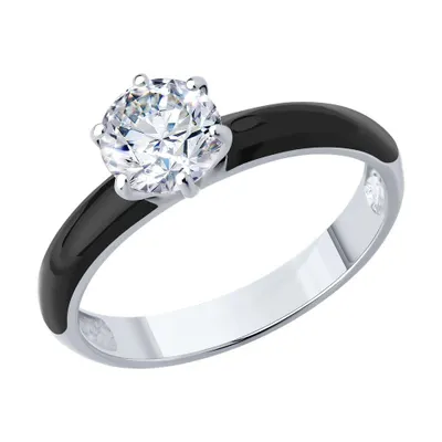 Кольцо из серебра с фианитом и эмалью из серебро