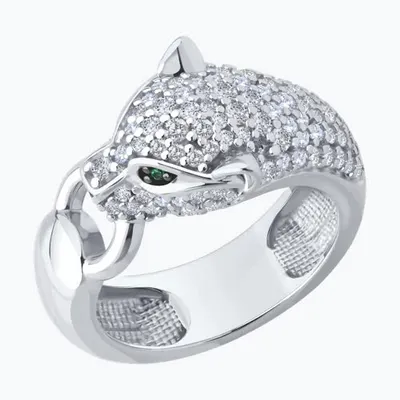 Кольцо из серебра с фианитами и эмалью из серебро