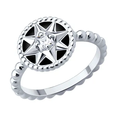 Кольцо из серебра с фианитом и эмалью из серебро