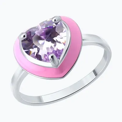 Кольцо из серебра с фианитом и эмалью из серебро