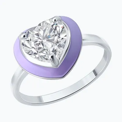 Кольцо из серебра с фианитом и эмалью из серебро