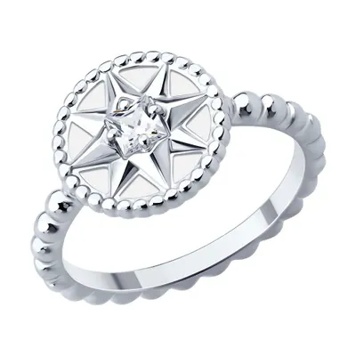 Кольцо из серебра с фианитом и эмалью из серебро