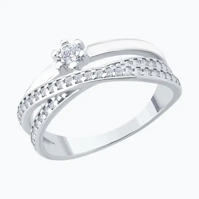 Кольцо из серебра с фианитами и эмалью из серебро