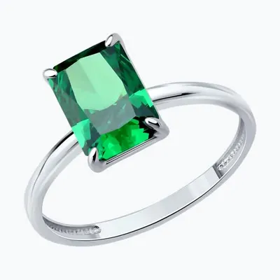 Кольцо из серебра с фианитом из родированное серебро