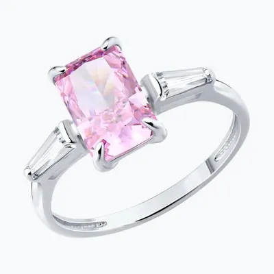 Кольцо из серебра с фианитами из родированное серебро