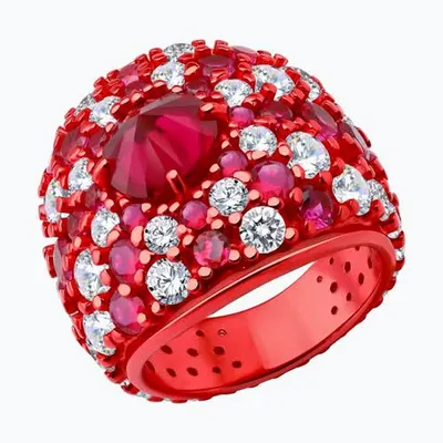 Кольцо из серебра с корундами и фианитами из серебро