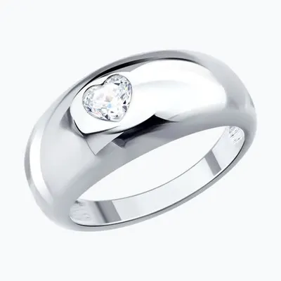 Кольцо из серебра с фианитом из родированное серебро