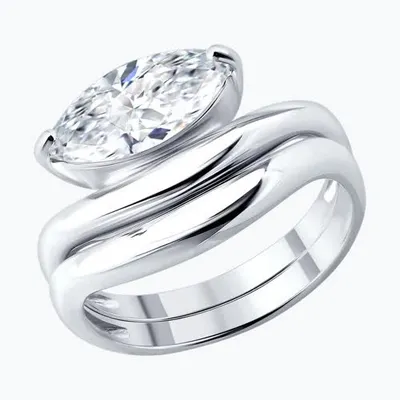 Кольцо из серебра с фианитом из родированное серебро