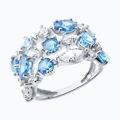 Кольцо из серебра с фианитами из серебро