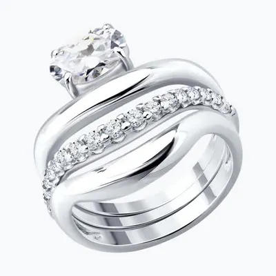 Кольцо из серебра с фианитами из серебро