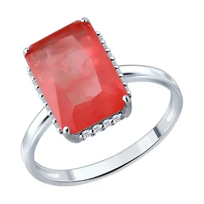 Кольцо из серебра с дуплетом и фианитами из серебро