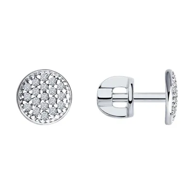 Женские серьги-пусеты из серебра с фианитами из серебро