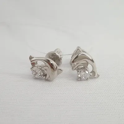 Серьги из серебра с фианитами из серебро