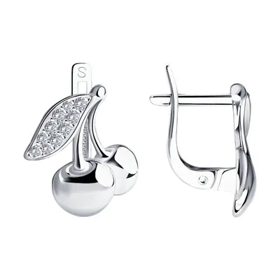Серьги из серебра с фианитами из серебро