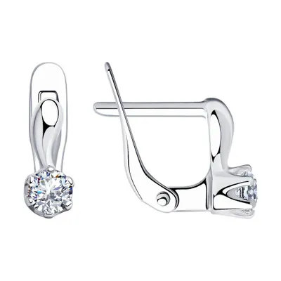 Серьги из серебра с фианитами из серебро