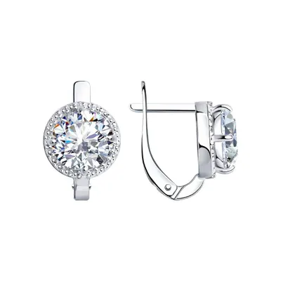 Серьги из серебра с фианитами из серебро