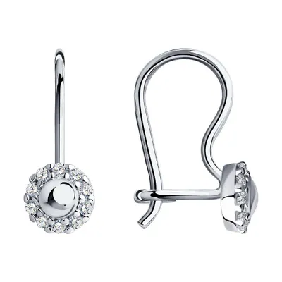 Серьги из серебра с фианитами из серебро