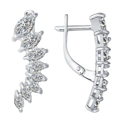 Серьги из серебра с фианитами из серебро