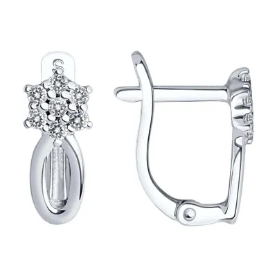 Серьги из серебра с фианитами из серебро
