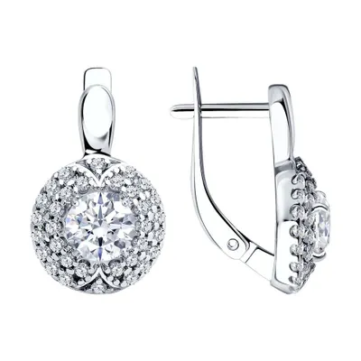 Серьги из серебра с фианитами из серебро