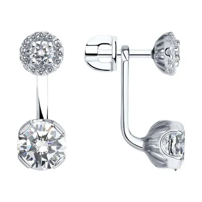 Серьги из серебра с фианитами из серебро