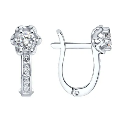 Серьги из серебра с фианитами из серебро