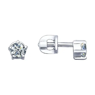 Серьги-пусеты из серебра с фианитами из серебро