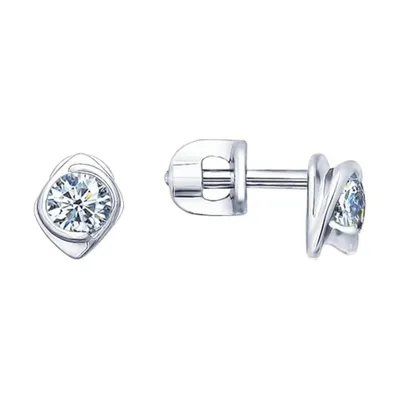 Серьги-пусеты из серебра с фианитами из серебро