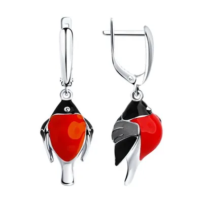 Серьги из серебра с эмалью из серебро