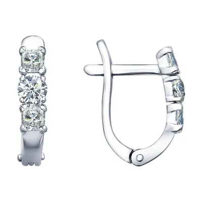 Серьги из серебра с фианитами из серебро