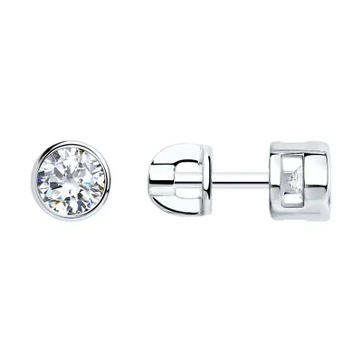 Серьги-пусеты с фианитами из серебро