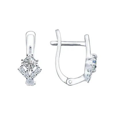 Серьги из серебра с фианитами из серебро