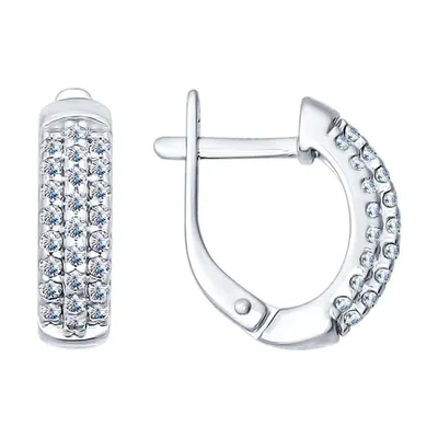 Серьги из серебра с фианитами из серебро