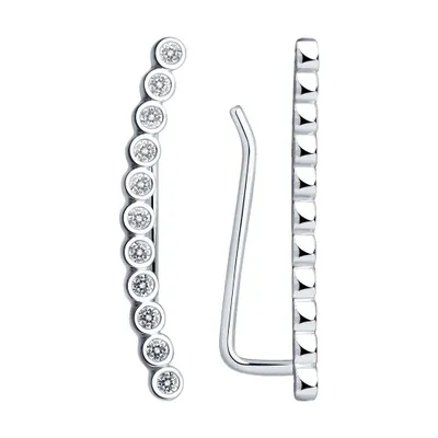 Серьги-зажимы из серебра с фианитами из серебро