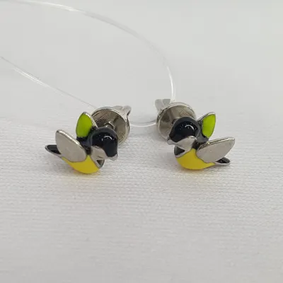 Серьги-пусеты из серебра с эмалью из серебро