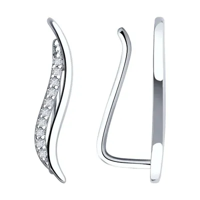 Серьги из серебра с фианитами из серебро