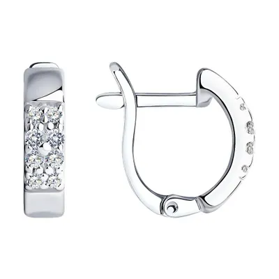 Серьги из серебра с фианитами из серебро
