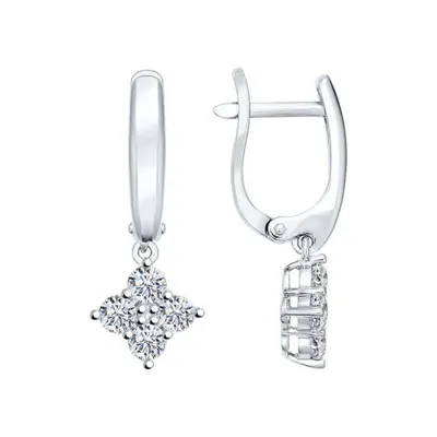 Серьги из серебра с фианитами из серебро