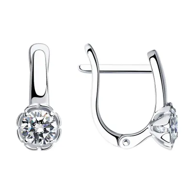 Серьги из серебра с фианитами из серебро