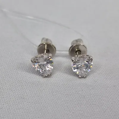 Серьги-пусеты из серебра с фианитами из серебро