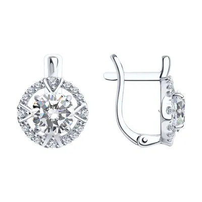 Серьги из серебра с фианитами из серебро