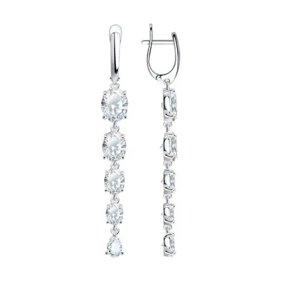 Серьги из серебра с фианитами из серебро