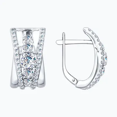 Серьги из серебра с фианитами из серебро