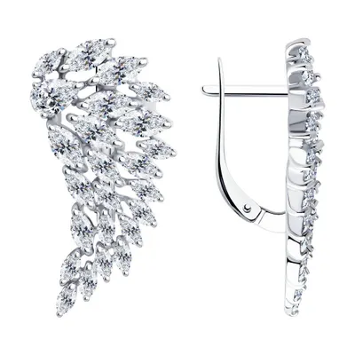 Серьги из серебра с фианитами из серебро