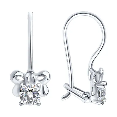 Серьги из серебра с фианитами из серебро