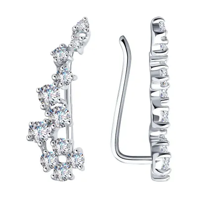 Серьги из серебра с фианитами из серебро