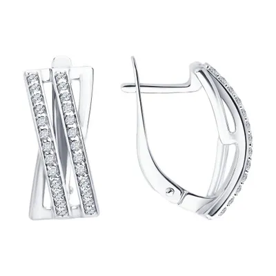 Серьги из серебра с фианитами из серебро