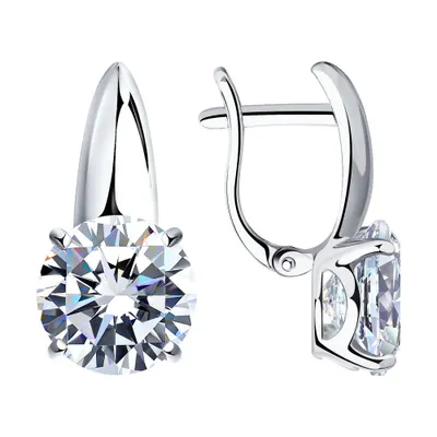 Серьги из серебра с фианитами из серебро