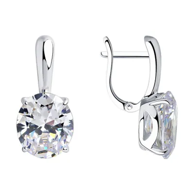 Серьги из серебра с фианитами из серебро